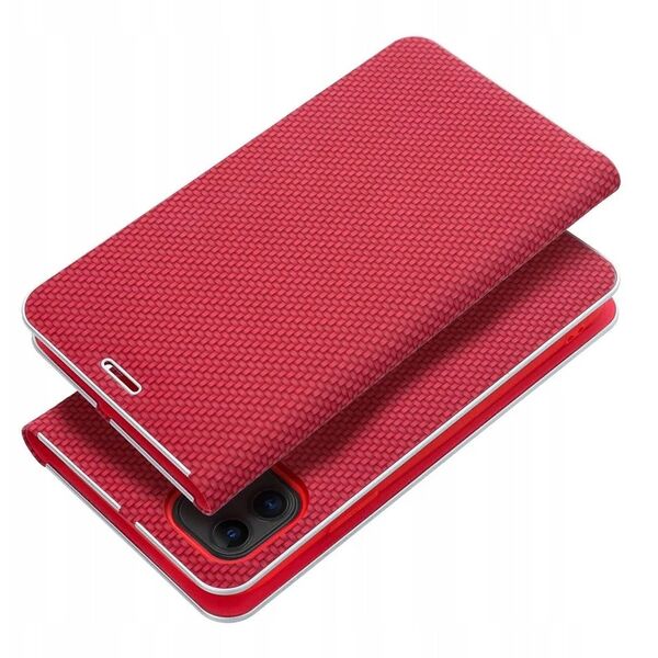 Θήκη LUNA Book Carbon για XIAOMI Redmi 14C κόκκινο