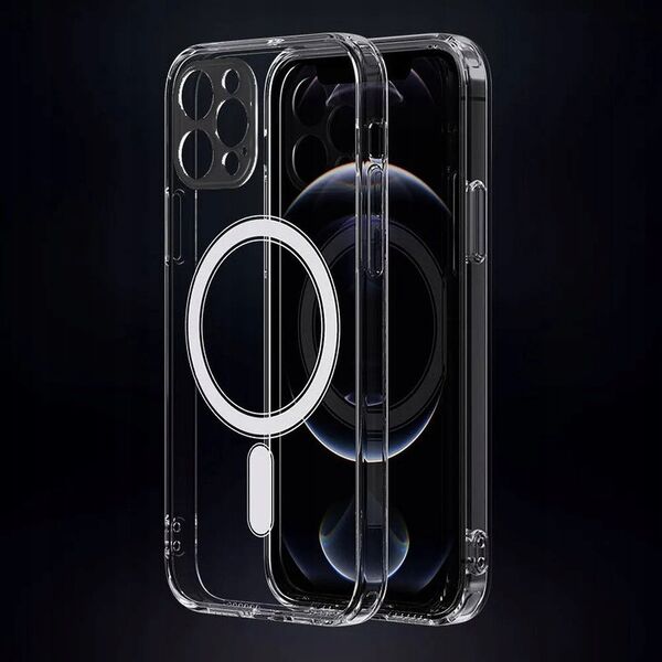 Θήκη CLEAR MAG COVER με προστασία κάμερας συμβατή με MagSafe για IPHONE 15 Plus διαφανές glitter