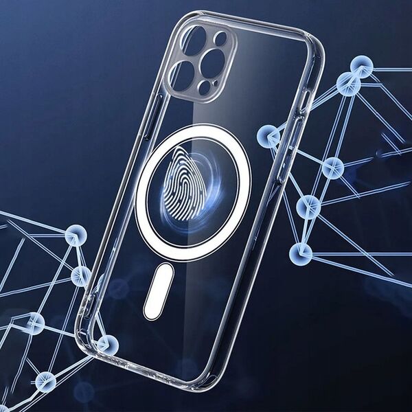 Θήκη CLEAR MAG COVER με προστασία κάμερας συμβατή με MagSafe για IPHONE 15 Plus διαφανές glitter