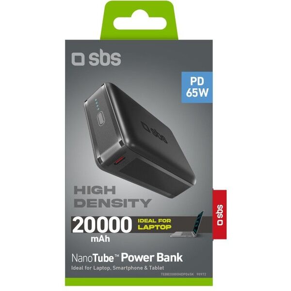 SBS TEBB20000HDPD65K φορητός φορτιστής 20 mAh Μαύρο