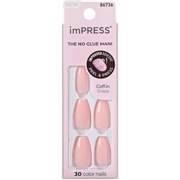 KISS Sztuczne paznokcie samoprzylepne imPRESS Color Medium Coffin Press-On Nails, Pink Dream