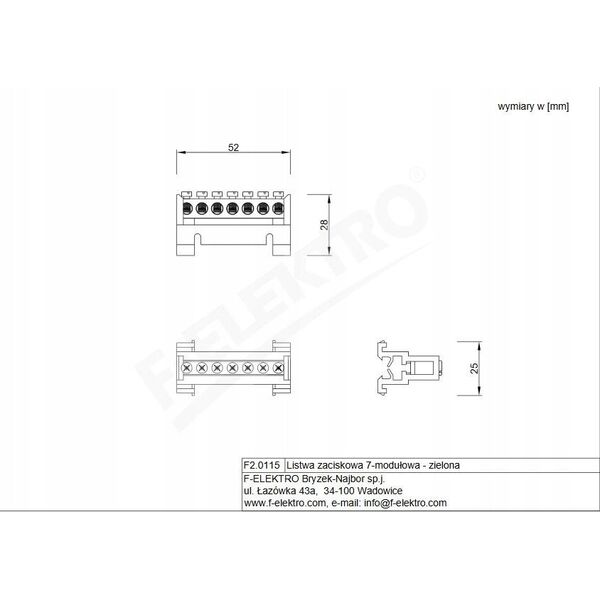 Προστατευτική λωρίδα F-ELEKTRO F2.0115 7-mod. χαμηλή 7x16mm2 πράσινο