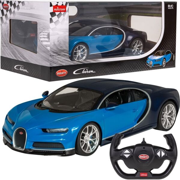 Rastar Bugatti Chiron niebieski RASTAR model 1:14 Zdalnie sterowane auto + Światła LED + Pilot 2,4 GHz