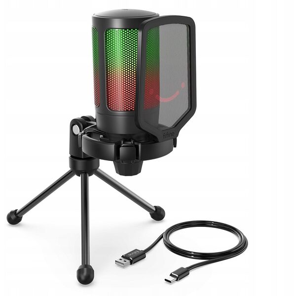 Μικρόφωνο πυκνωτικό στούντιο Fifine A6V AMPLIGAME RGB για παίκτες