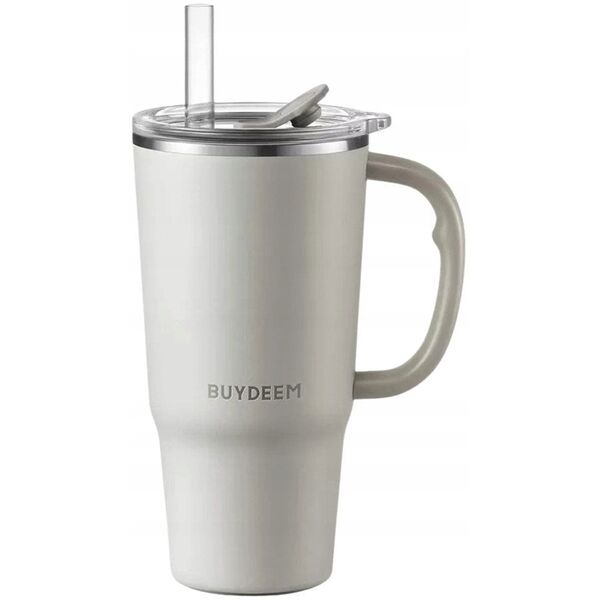 Θερμική κούπα BUYDEEM με καλαμάκι 700 ml, μοντέλο DS57, χρώμα Oat White