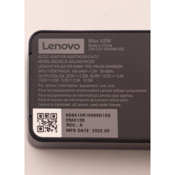 Lenovo 5A10W86299 προσαρμογέας τροφοδοσίας/ εσωτερικός μετατροπέας 45 W Μαύρο