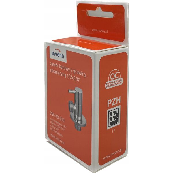 Invena γωνιακή βαλβίδα με κεραμική κεφαλή 1/2"x1/2", χρώμιο ZW-43-015