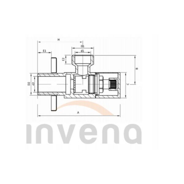 Invena γωνιακή βαλβίδα με κεραμική κεφαλή 1/2"x1/2", χρώμιο ZW-43-015