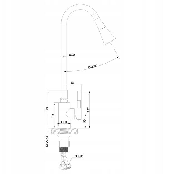 Invena μπαταρία κουζίνας Gabi, ανοξείδωτο/μαύρο BZ-87-043-L