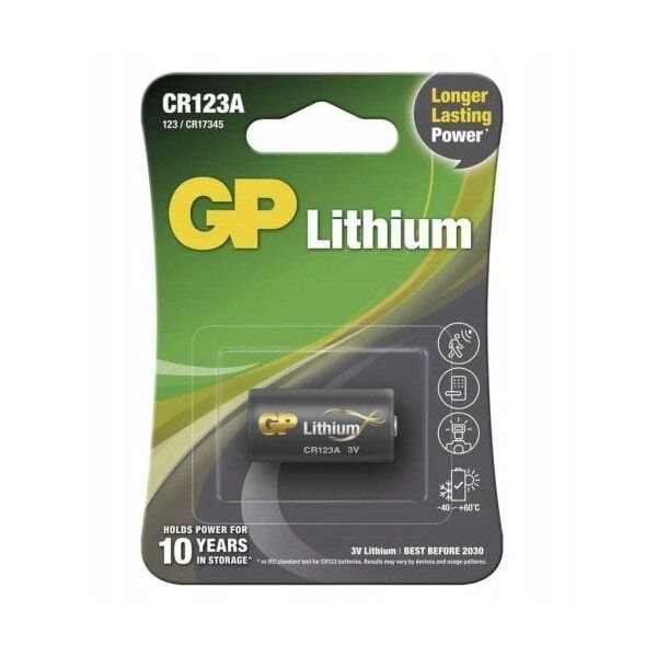 Μπαταρία λιθίου GP CR123A, 3V, συσκευασία 1 τεμαχίου