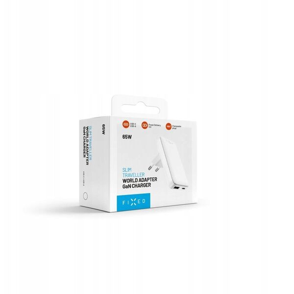 FIXED Slim GaN Travel Charger - Φορτιστής GaN USB-A/USB-C 65W λευκός - Εγγύηση ασφάλειας. Απλές δόσεις. Δωρεάν αποστολή από 170 zł.