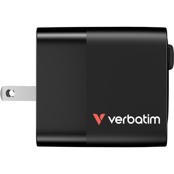 Verbatim, Φορτιστής GaN USB 3.0, USB C, γκρι, 65 W, εναλλάξιμα βύσματα C, G, A, με ενσωματωμένο καλώδιο