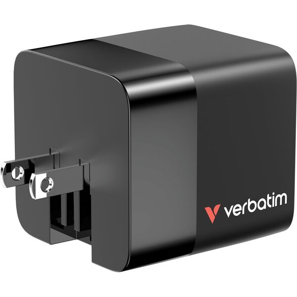 Verbatim, Φορτιστής GaN USB 3.0, USB C, γκρι, 65 W, εναλλάξιμα βύσματα C, G, A, με ενσωματωμένο καλώδιο