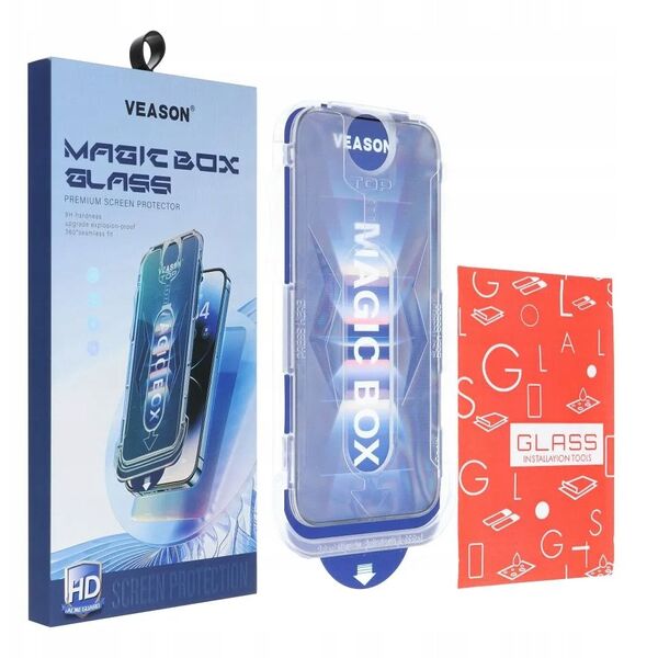 Szkło Hartowane 6D Pro Veason Easy-Install Glass + Aplikator - do Iphone 16 Pro Max czarny