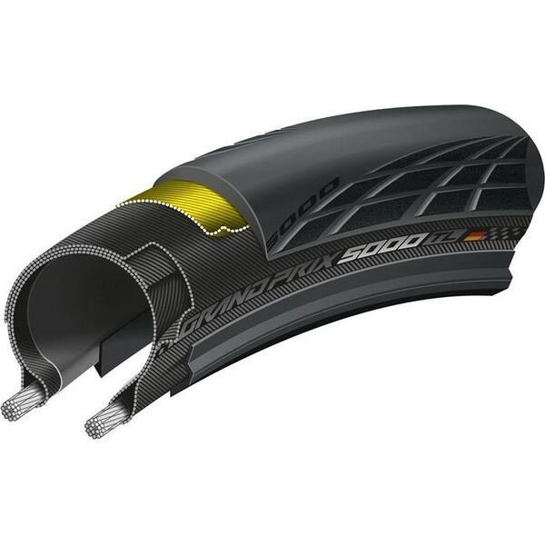 Continental Opona Continental Grand Prix 5000 Vectran 700x23C czarna, zwijana, Black Chili uniwersalny
