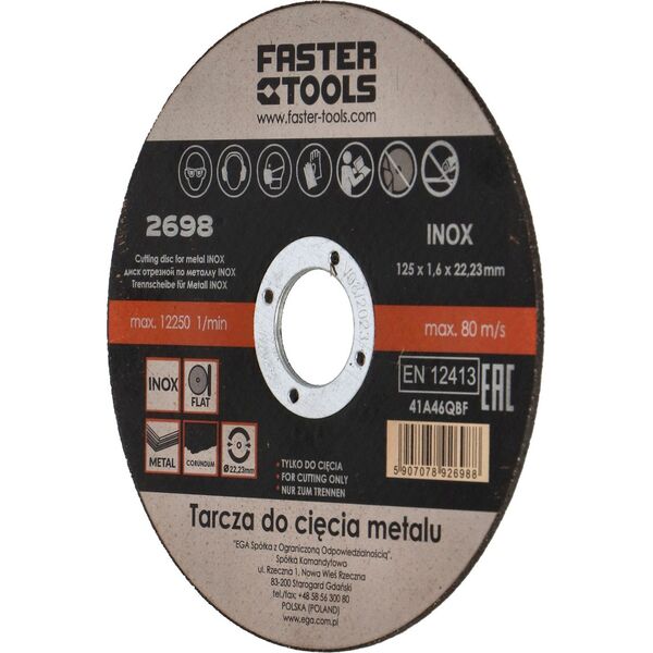 Faster Tools FASTER TOOLS Tarcza do cięcia metalu INOX 125 x 1,0 one size