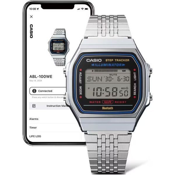 Zegarek Casio Vintage Bluetooth ABL-100WEGG -1BEF retro krokomierz .
