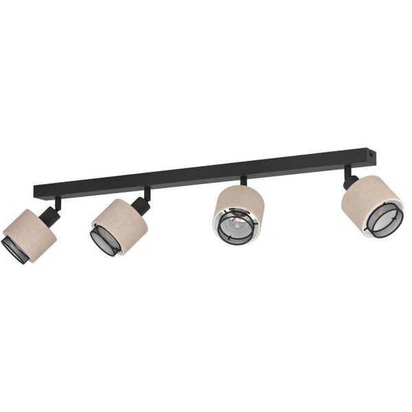 Spot light EGLO ROSLEY, 4xE27, max 4x40 W, black/natural linen, 75x9x18.5cm