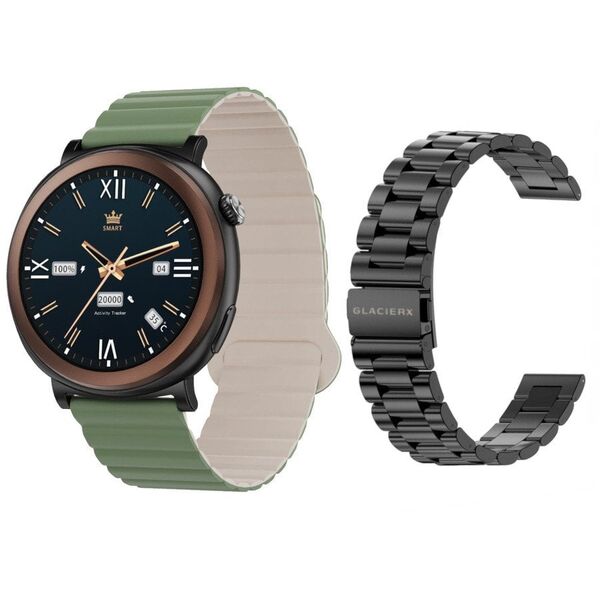 Smartwatch GlacierX Theron Black + Pasek GX-T248 standard