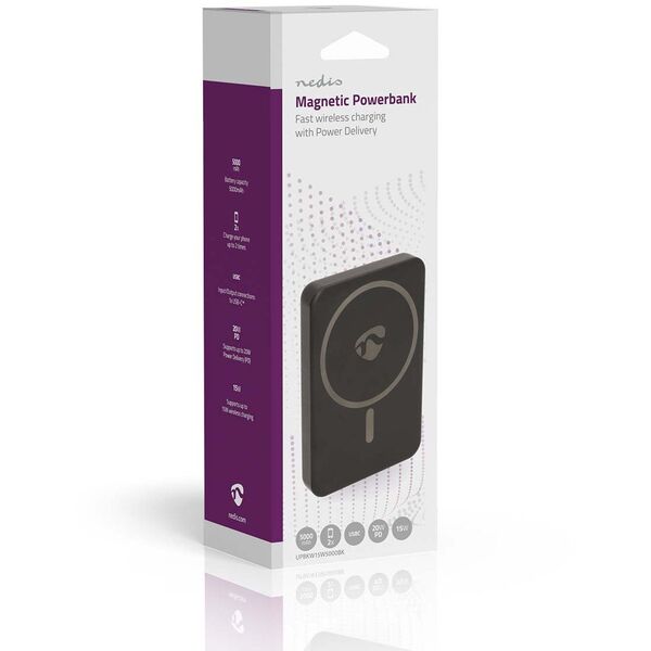 NEDIS Powerbank 5000mAh für kabelloses Laden, schwarz