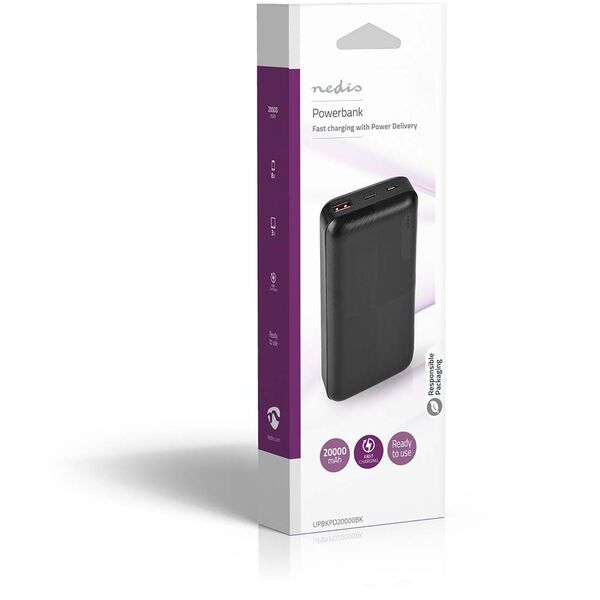 NEDIS Powerbank 20000mAh, schwarz