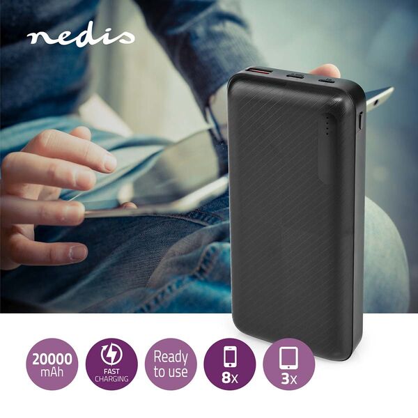 NEDIS Powerbank 20000mAh, schwarz