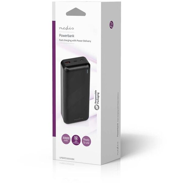 NEDIS Powerbank 30000mAh, schwarz