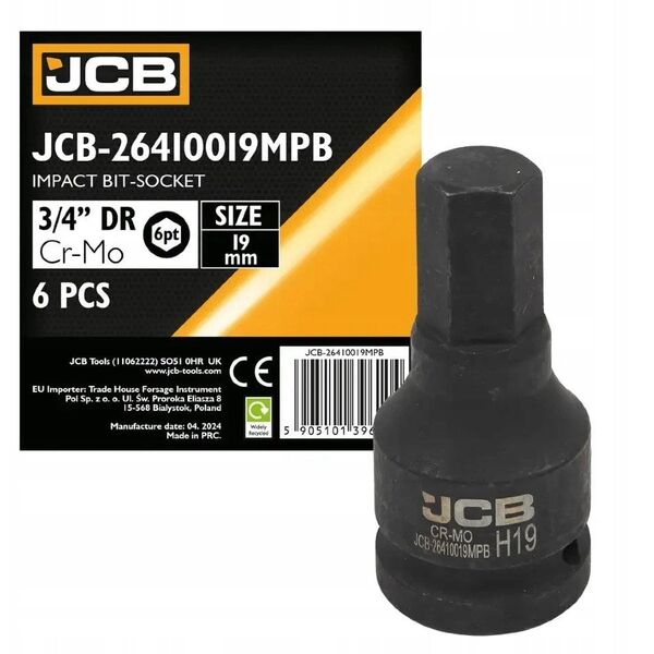 JCB Καρυδάκι-μπιτ κρούσης 3/4" 19mm (6-γωνιακό)