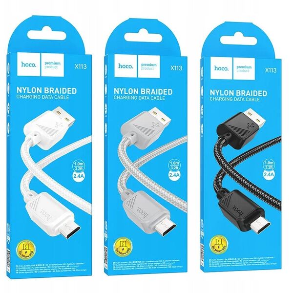 Καλώδιο USB A σε Micro USB HOCO 2,4A 1 m X113 γκρι