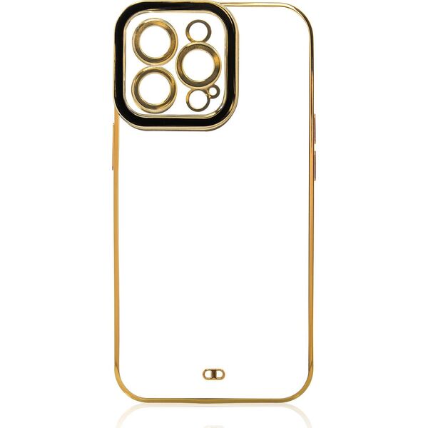 Hurtel Fashion Case etui do iPhone 13 Pro Max żelowy pokrowiec ze złotą ramką czarny