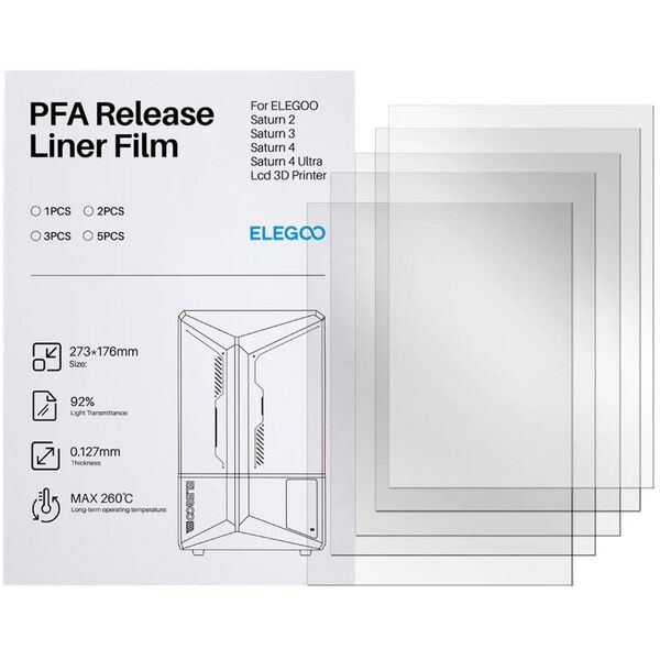 Φύλλο PFA για εκτυπωτές 3D Elegoo Saturn - 273x176mm - 5τμχ.