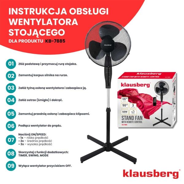 WENTYLATOR WIATRAK PODŁOGOWY KLAUSBERG KB-7885