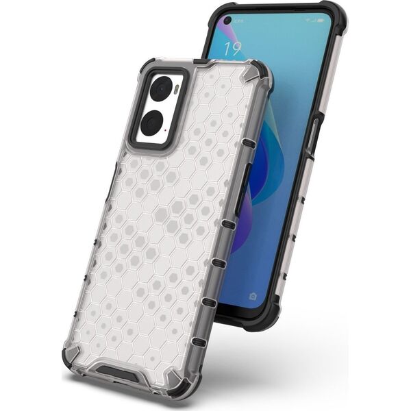 Hurtel Honeycomb etui pancerny pokrowiec z żelową ramką Oppo A76 / Oppo A36 / Realme 9i przezroczysty