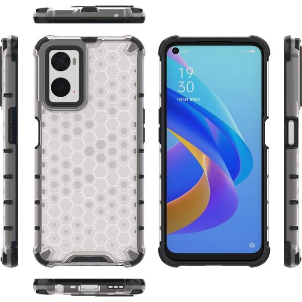 Hurtel Honeycomb etui pancerny pokrowiec z żelową ramką Oppo A76 / Oppo A36 / Realme 9i przezroczysty