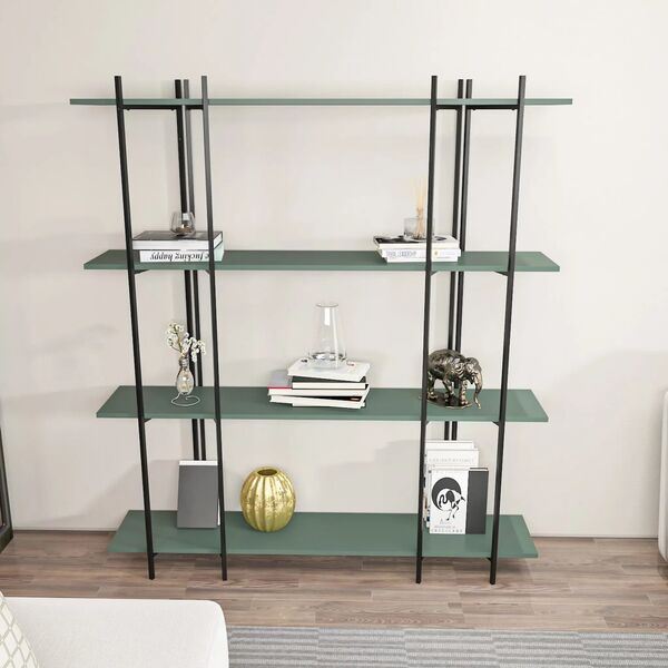 Βιβλιοθήκη Kalune Design Moss 875ZNA4551, μαύρο/πράσινο
