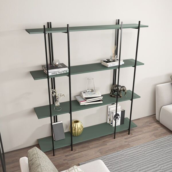 Βιβλιοθήκη Kalune Design Moss 875ZNA4551, μαύρο/πράσινο