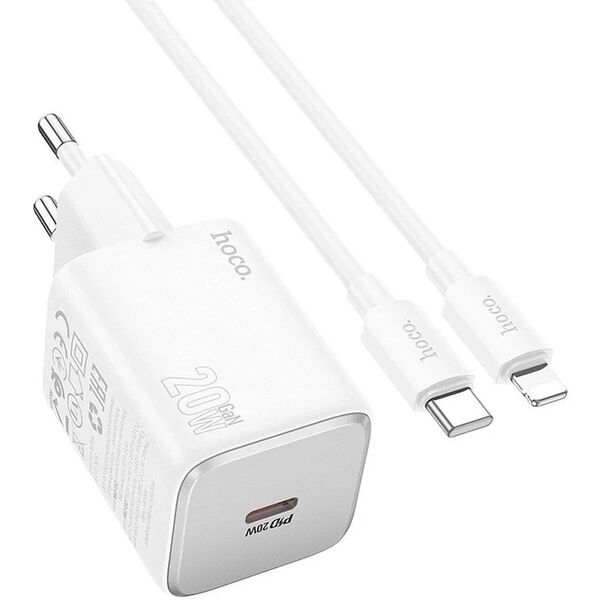 Φορτιστής Hoco N40 20W USB-C + Καλώδιο USB-C Lightning PD QC Λευκή
