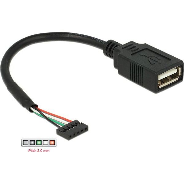 Kabel USB Delock USB-A - 0.15 m Czarny (84831)