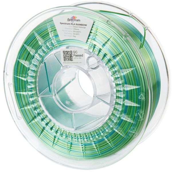 Spectrum 3D filament, PLA Silk Rainbow, 1,75mm, 1000g, 81018, ocean melange