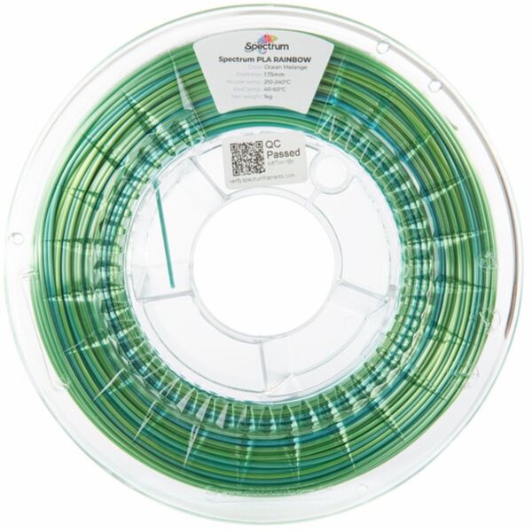 Spectrum 3D filament, PLA Silk Rainbow, 1,75mm, 1000g, 81018, ocean melange