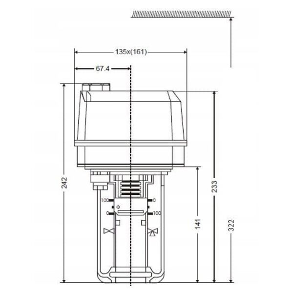 Κινητήρας βαλβίδας 220 VAC, διαδρομή 20 mm, 600 N, χρόνος 60 sP1