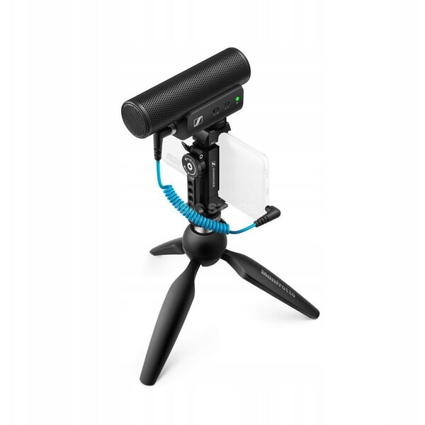 Sennheiser MKE 400 MOBILE KIT - Πυκνωτικό μικρόφωνο, υπερκαρδιοειδές, εξοπλισμένο με φίλτρο χαμηλής διέλευσης με τρίποδο Manfrotto