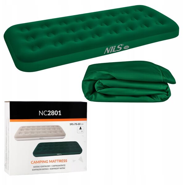 NC2801 MATERAC TURYSTYCZNY DMUCHANY 191X73X22 CM ZIELONY NILS CAMP