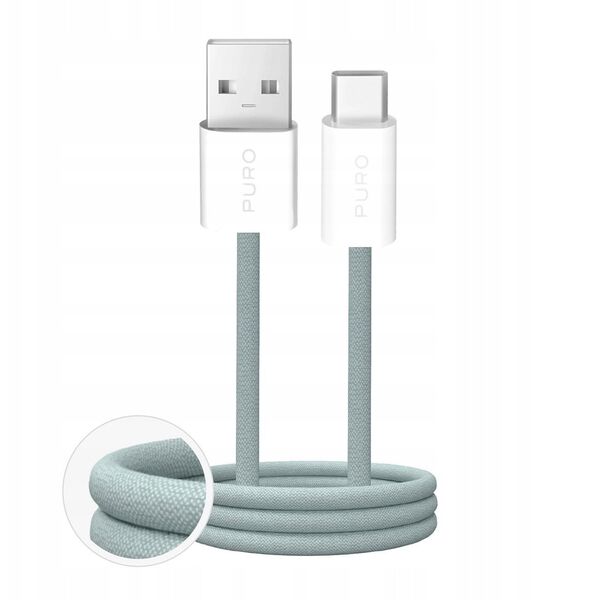 Καλώδιο Puro Fabrik 2.0 10W USB-A - USB-C με πλέξη 1,5 m - πράσινο