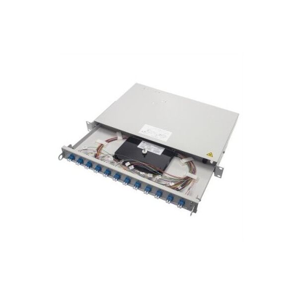 TELEGRTNER 19 FO-PP BAS-ECO 1U 12 LCD OM4 nPT, zmontowane adaptery, 12x LC Duplex, fioletowy, OM4