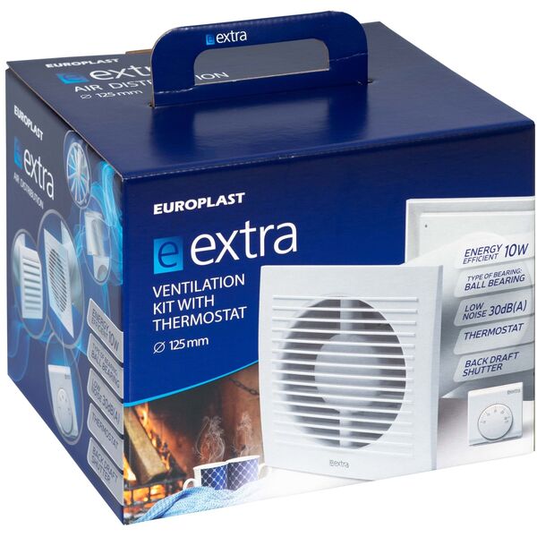 Μονάδα εξαερισμού EUROPLAST, d125 mm με θερμοστάτη, SPKT125