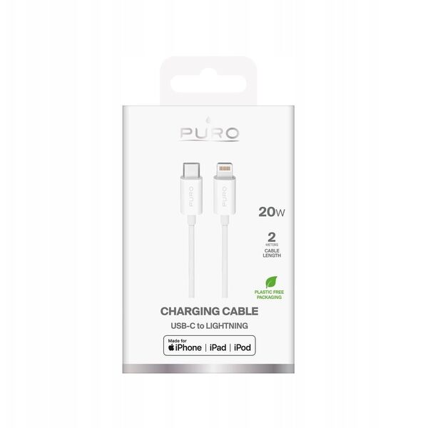 Καλώδιο Puro TPE 20W USB-C - Lightning 2m - λευκό
