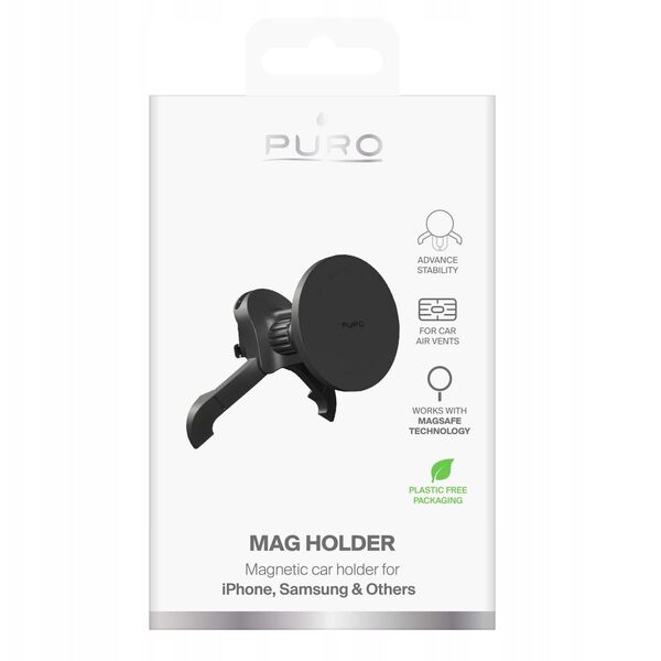 Ρυθμιζόμενη βάση αυτοκινήτου Puro, συμβατή με MagSafe - μαύρο