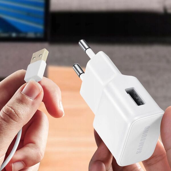 Φορτιστής τοίχου SAMSUNG EP-TA200EWE USB-A 15W με καλώδιο EP-DR140AWE USB-A - USB-C (OOB Bulk - εναλλακτική συσκευασία) - λευκός
