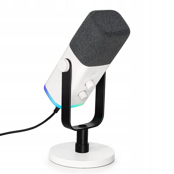 Δυναμικό μικρόφωνο στούντιο Fifine AM8W AMPLIGAME USB/XLR RGB λευκό PnP